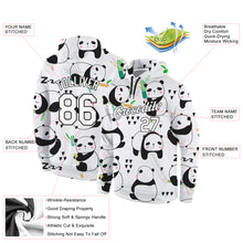Load image into Gallery viewer, Custom Stitched Graffiti Pattern White-Black 3D Panda Sports Pullover Sweatshirt Hoodie
