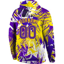 Load image into Gallery viewer, Custom Stitched Graffiti Pattern Purple-Gold 3D Sports Pullover Sweatshirt Hoodie
