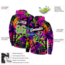 Load image into Gallery viewer, Custom Stitched Graffiti Pattern Neon Green-White 3D Sports Pullover Sweatshirt Hoodie
