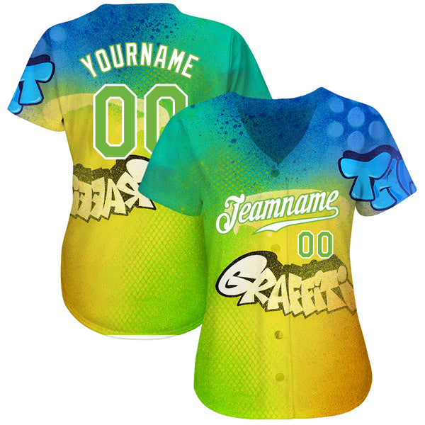 Cheap Custom Black Neon Green-White 3D Pattern Design Authentic Baseball  Jersey Free Shipping – CustomJerseysPro