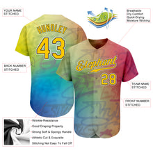 Load image into Gallery viewer, Custom Graffiti Pattern Gold-Black 3D Authentic Baseball Jersey
