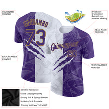 Load image into Gallery viewer, Custom Graffiti Pattern Purple-Old Gold 3D Performance T-Shirt
