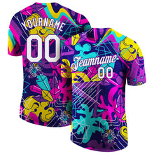 Laden Sie das Bild in den Galerie-Viewer, Custom Graffiti Pattern White-Purple 3D Performance T-Shirt
