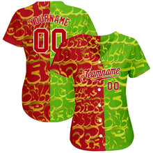 Load image into Gallery viewer, Custom Graffiti Pattern Red-Green 3D Authentic Baseball Jersey
