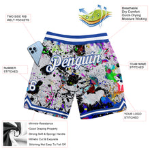 Laden Sie das Bild in den Galerie-Viewer, Custom Graffiti Pattern White-Royal 3D Authentic Basketball Shorts
