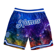 Laden Sie das Bild in den Galerie-Viewer, Custom Galactic Royal-White 3D Authentic Basketball Shorts
