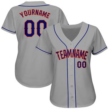 Custom Gray Royal-Orange Authentic Baseball Jersey