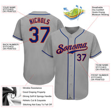 Load image into Gallery viewer, Custom Gray Royal-Orange Authentic Baseball Jersey
