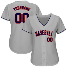 Charger l&#39;image dans la galerie, Custom Gray Navy-Red Authentic Baseball Jersey
