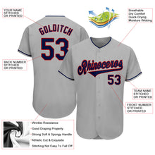 Load image into Gallery viewer, Custom Gray Navy-Red Authentic Baseball Jersey
