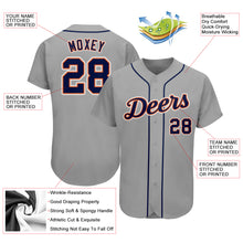 Load image into Gallery viewer, Custom Gray Navy-Orange Authentic Baseball Jersey
