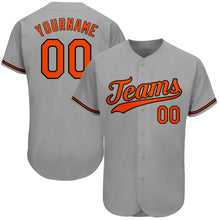 Load image into Gallery viewer, Custom Gray Orange-Black Authentic Baseball Jersey
