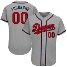 Load image into Gallery viewer, Custom Gray Red-Navy Authentic Baseball Jersey
