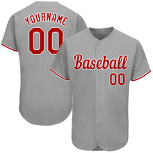 Laden Sie das Bild in den Galerie-Viewer, Custom Gray Red-White Authentic Baseball Jersey
