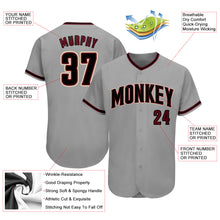 Load image into Gallery viewer, Custom Gray Black-Crimson Authentic Baseball Jersey
