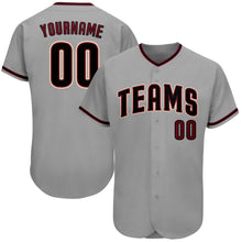 Load image into Gallery viewer, Custom Gray Black-Crimson Authentic Baseball Jersey
