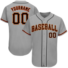 Load image into Gallery viewer, Custom Gray Black-Orange Authentic Baseball Jersey
