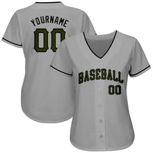 Load image into Gallery viewer, Custom Gray Olive-Black Authentic Memorial Day Baseball Jersey
