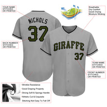 Load image into Gallery viewer, Custom Gray Olive-Black Authentic Memorial Day Baseball Jersey
