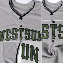 Load image into Gallery viewer, Custom Gray Olive-Black Authentic Memorial Day Baseball Jersey
