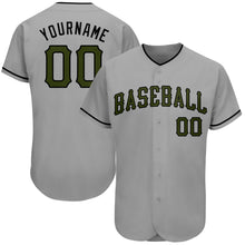 Load image into Gallery viewer, Custom Gray Olive-Black Authentic Memorial Day Baseball Jersey
