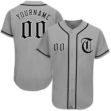 Laden Sie das Bild in den Galerie-Viewer, Custom Gray Black-White Authentic Baseball Jersey
