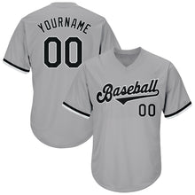 Laden Sie das Bild in den Galerie-Viewer, Custom Gray Black-White Authentic Throwback Rib-Knit Baseball Jersey Shirt
