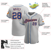 Load image into Gallery viewer, Custom Gray Royal-Orange Authentic Baseball Jersey
