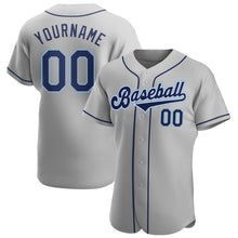 Load image into Gallery viewer, Custom Gray Navy-Powder Blue Authentic Baseball Jersey
