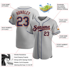 Charger l&#39;image dans la galerie, Custom Gray Navy-Orange Authentic Baseball Jersey
