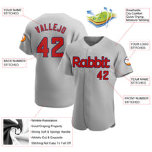 Load image into Gallery viewer, Custom Gray Red-Navy Authentic Baseball Jersey
