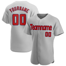 Load image into Gallery viewer, Custom Gray Red-Navy Authentic Baseball Jersey
