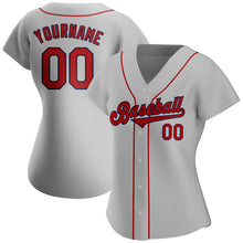 Load image into Gallery viewer, Custom Gray Red-Navy Authentic Baseball Jersey
