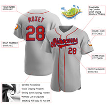 Load image into Gallery viewer, Custom Gray Red-Navy Authentic Baseball Jersey
