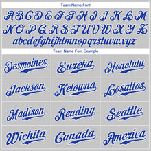 Load image into Gallery viewer, Custom Gray Royal-White Authentic Baseball Jersey
