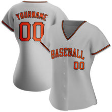 Load image into Gallery viewer, Custom Gray Orange-Black Authentic Baseball Jersey
