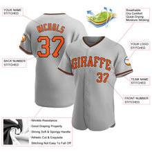 Load image into Gallery viewer, Custom Gray Orange-Black Authentic Baseball Jersey
