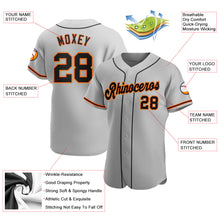 Load image into Gallery viewer, Custom Gray Black-Orange Authentic Baseball Jersey
