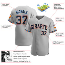 Load image into Gallery viewer, Custom Gray Black-Powder Blue Authentic Baseball Jersey
