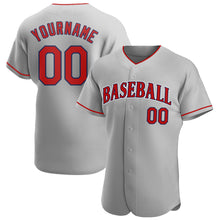 Load image into Gallery viewer, Custom Gray Red-Navy Authentic Baseball Jersey

