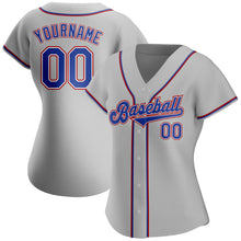 Laden Sie das Bild in den Galerie-Viewer, Custom Gray Royal-Red Authentic Baseball Jersey
