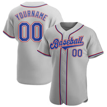 Laden Sie das Bild in den Galerie-Viewer, Custom Gray Royal-Red Authentic Baseball Jersey

