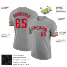 Load image into Gallery viewer, Custom Gray Red-Black Performance T-Shirt
