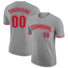 Load image into Gallery viewer, Custom Gray Red-Black Performance T-Shirt
