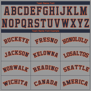 Custom Gray Navy-Orange Performance T-Shirt