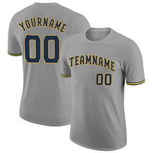 Load image into Gallery viewer, Custom Gray Navy-Gold Performance T-Shirt
