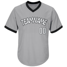 Laden Sie das Bild in den Galerie-Viewer, Custom Gray White-Black Authentic Throwback Rib-Knit Baseball Jersey Shirt
