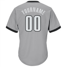 Laden Sie das Bild in den Galerie-Viewer, Custom Gray White-Black Authentic Throwback Rib-Knit Baseball Jersey Shirt
