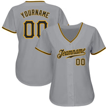 Load image into Gallery viewer, Custom Gray Black-Gold Authentic Baseball Jersey
