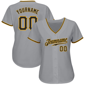 Custom Gray Black-Gold Authentic Baseball Jersey